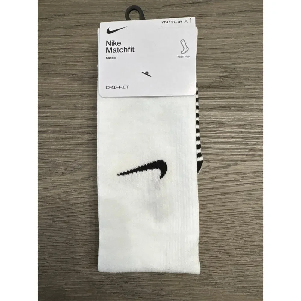 Nike MatchFit Knee-High Soccer Socks, XS, White